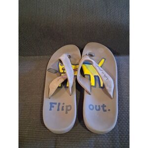Life is Good Mens Flip Out Leather Upper Thong Sandals Brown Jake Dog Size 8